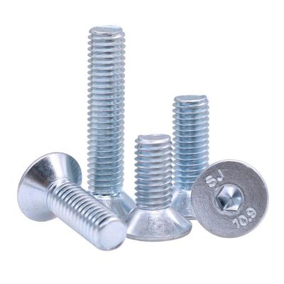 Handan Fastener 직선 흰색 파란색 구강 접착 DIN7991 CSK 평면 헤드 헥스 소켓 볼트 나사