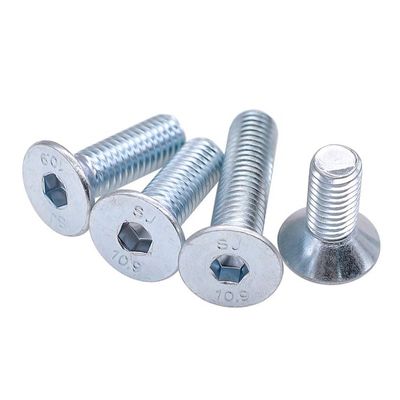 Handan Fastener 직선 흰색 파란색 구강 접착 DIN7991 CSK 평면 헤드 헥스 소켓 볼트 나사
