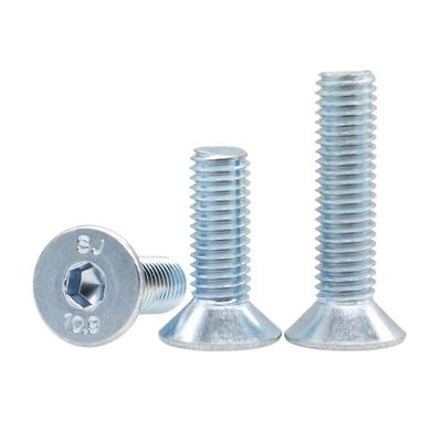 Handan Fastener 직선 흰색 파란색 구강 접착 DIN7991 CSK 평면 헤드 헥스 소켓 볼트 나사