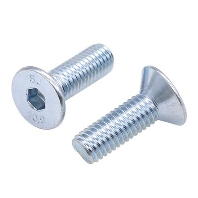 Handan Fastener 직선 흰색 파란색 구강 접착 DIN7991 CSK 평면 헤드 헥스 소켓 볼트 나사